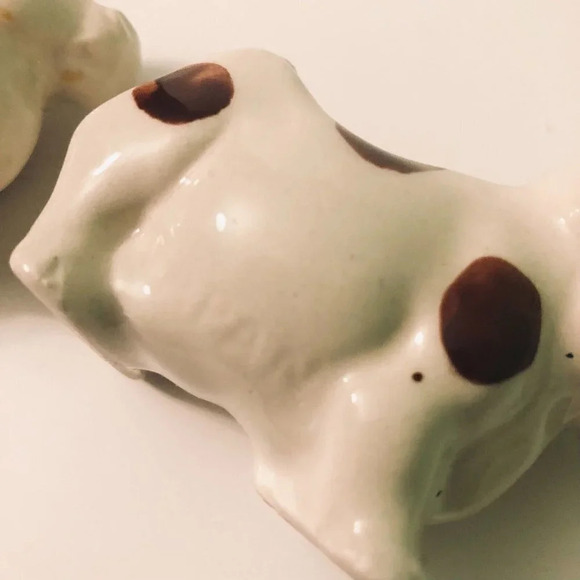 Vintage Lot of 2 Ceramic Cow With Spots  Toothpick Holder Japan - Picture 8 of 16